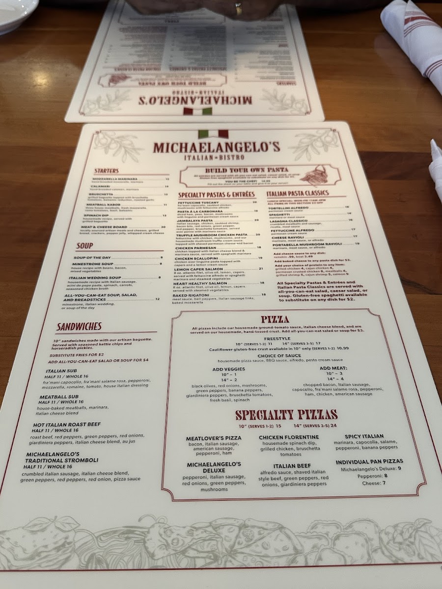 Menu Michaelangelo’S Italian Bistro-2